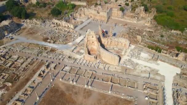 Diesem Fesselnden Luftbildvideo Werden Die Bemerkenswerten Ruinen Der Antiken Stadt — Stockvideo