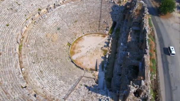 Diesem Fesselnden Luftvideo Kommen Die Überreste Der Antiken Stadt Perge — Stockvideo