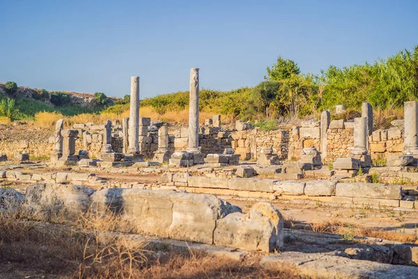 Ruínas Antiga Cidade Lícia Perge Localizada Perto Cidade Antalya Turquia — Fotografia de Stock