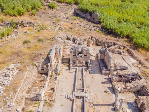 Ruinas Antigua Ciudad Lycian Perge Situado Cerca Ciudad Antalya Turquía — Foto de Stock