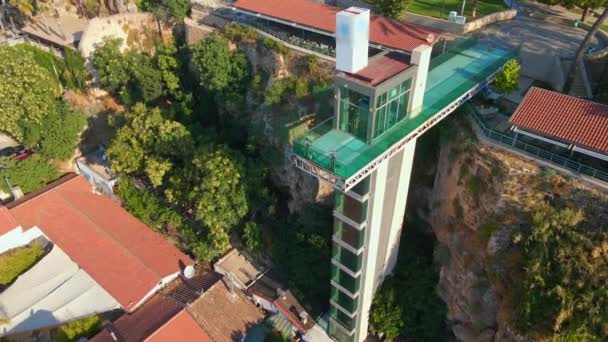Вид Воздуха Лифт Вид Историческую Гавань Города Анталья Турция — стоковое видео