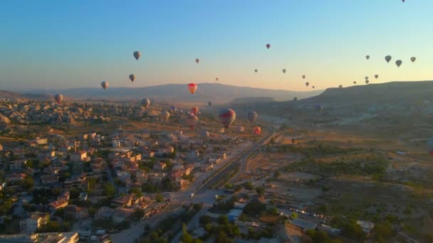 Denna Antenn Video Himlen Ovanför Kappadokien Turkiet Levande Med Ett — Stockvideo