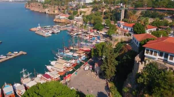 Este Video Stock Aéreo Belleza Atemporal Del Puerto Viejo Antalya — Vídeos de Stock