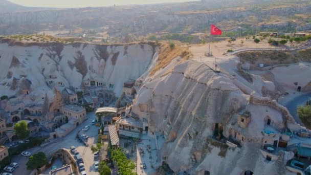 Verhoog Visuele Ervaring Met Deze Boeiende Luchtfoto Van Goreme Cappadocië — Stockvideo