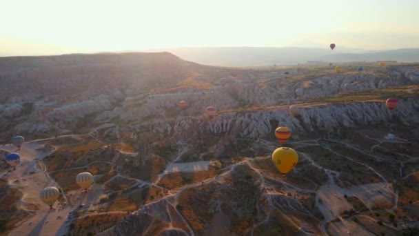Vídeo Aéreo Capturado Contra Lienzo Del Cielo Capadociano Este Video — Vídeo de stock