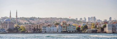 İstanbul Boğazı 'nın panorama fotoğrafı. Hindi. BANNER, BÜYÜK
