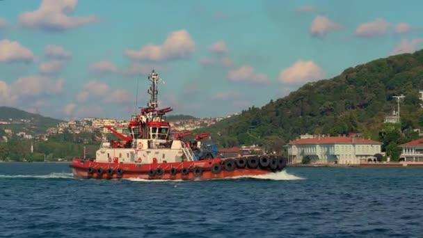 Navire Sécurité Côtière Traverse Les Eaux Détroit Bosphore Assurant Passage — Video