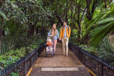 Evli bir çift ve çocukları bebek arabasında Condesa, Mexico City 'nin yemyeşil sokaklarını keşfediyorlar. Canlı bir şehir vahasında aile macerası. Seyahat, aile bağı ve Latince şehir yeşilliği kavramı