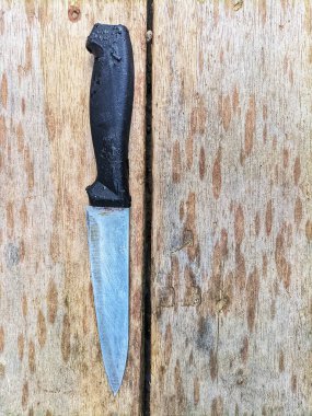 Siyah saplı küçük bir mutfak bıçağı.