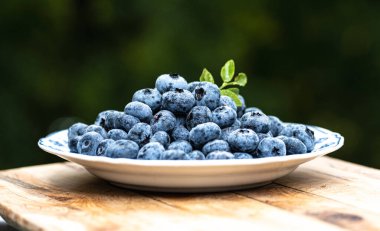 Böğürtlen tabakta. Beyaz tabakta taze yaban mersini. Vejetaryen ve vejetaryen kavramı. Yaz sağlıklı yemekleri. Böğürtlen arka planı. Olgun, sulu böğürtlenleri yakından çek. Taze böğürtlen. Çilek karışımı.