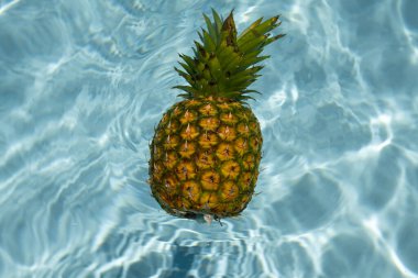 Summer background. Summertime. Pineapple in pool. Summer vacation concept. Summer travel vacation concept. Summer rest clipart