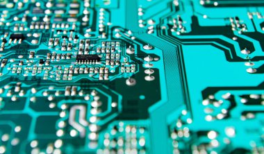 Elektronlu devre levhası. Teknik servis. Anakart. Elektronik devre kartı kapanıyor. Elektronik bilgisayar donanım teknolojisi. Anakart dijital çip.