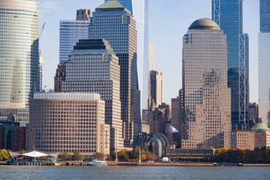 New York sokakları. New York şehir merkezi Manhattan. New York mimari binası. Skyline New York 'ta. Şehir manzarası