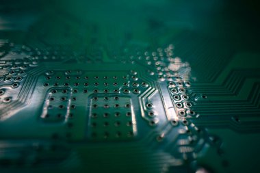 Elektronik devre kartı arka planı. Soyut dijital teknoloji geçmişi. Elektronik bilgisayar donanım teknolojisi. Anakart dijital çip. Teknik arkaplan
