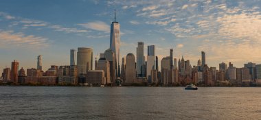 New York Ticaret Merkezi. New York binaları. New York mimari binası. Skyline New York 'ta. Şehir manzarası