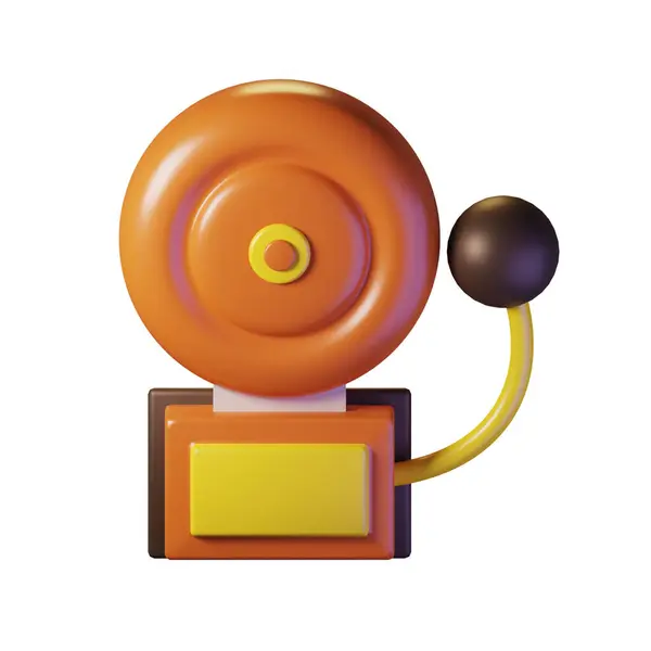 School bell with an orange theme. 3D illustration. High resolution