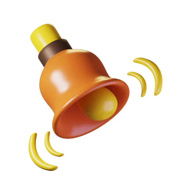 School bell with an orange theme. 3D illustration. High resolution