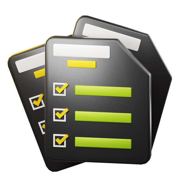 Иллюстрация бизнеса и финансов. документ лист. Изолированный на белом фоне. 3D иллюстрация. Высокое разрешение