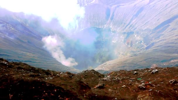 Cratera Vulcão Manhã Parque Nacional Bromo Java Indonésia — Vídeo de Stock