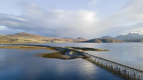 Кайл Tongue Causeway Дамба Мост Сазерленде Северном Побережье Шотландии Пересекает — стоковое фото