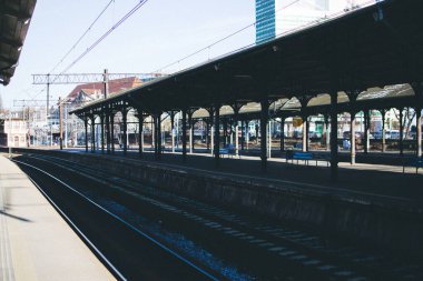 Gdansk, Polonya - 15 Ocak 2019: Gdask Kış Sokağı manzarası 