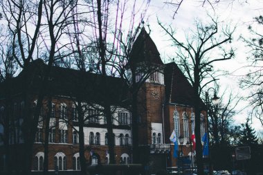 Gdansk, Polonya - 15 Ocak 2019: Gdask Kış Sokağı manzarası 