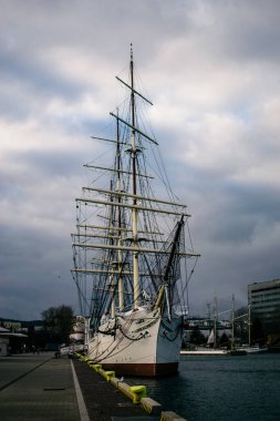 Gdynia, Polonya - 17 Ocak 2019: Gdynia seddindeki Polonya gemilerinin ücretsiz sergisi