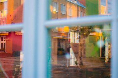 Gdansk, Polonya - 15 Ocak 2019: Gdask Kış Sokağı manzarası 