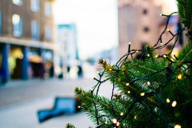 Gdansk, Polonya - 15 Ocak 2019: Gdask Kış Sokağı manzarası 