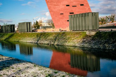 Gdansk, Polonya - 15 Ocak 2019: Gdask Kış Sokağı manzarası 