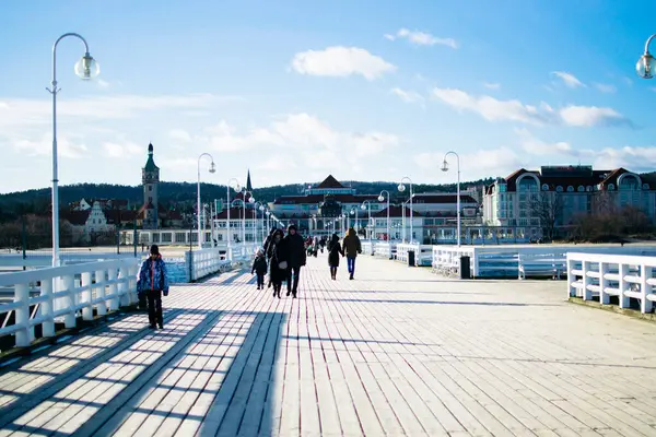 Sopot, Polonya - 15 Ocak 2019: Sopot tatil köyünün kış seti