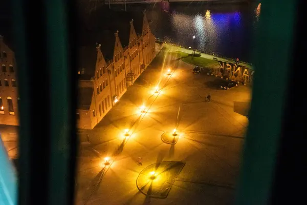 Gdansk, Polonya - 15 Ocak 2019: Gdask Kış Sokağı manzarası 