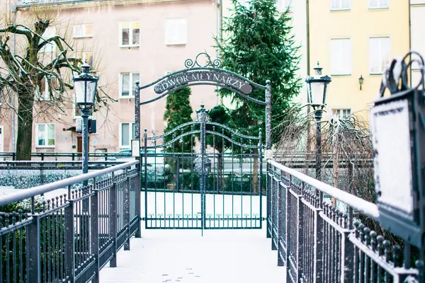 Gdansk, Polonya - 15 Ocak 2019: Gdask Kış Sokağı manzarası 