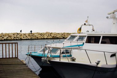 Larnaca, Kıbrıs - 27 Aralık 2018: Kıbrıs Rum Kesimi Limanı 'ndaki gemiler