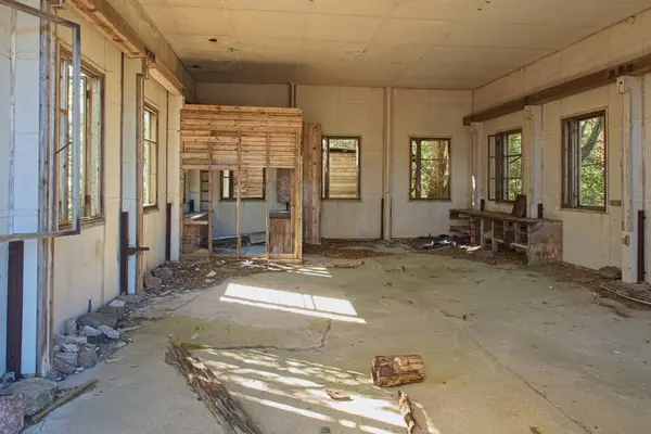 Old abandoned building interior on the island of Jussaro in summer, Raasepori, Finland.