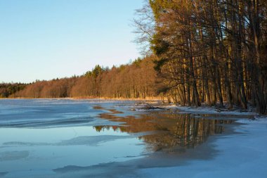 Denizde buz ve suyla kışın kıyısı.