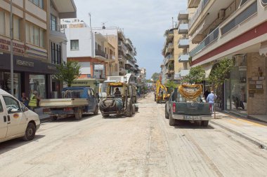 Chania, Crete, Greece - May 14, 2019: View of street contruction in Chania in spring.
