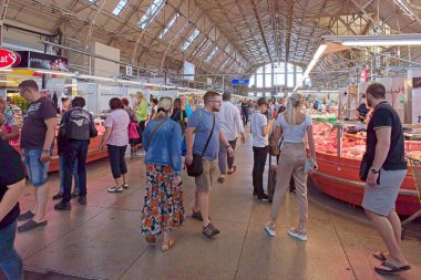 Riga, Latvia - June 22, 2019: Inside of Riga Central Market (UNESCO World Heritage Site) is Europes largest market and bazaar.