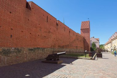 Riga, Latvia - June 23, 2019: View of old fortified wall at Old Town of Riga in summer.