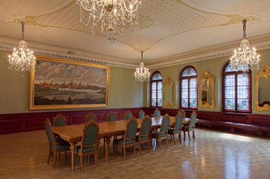 Riga, Latvia  - June 21, 2019: Interior details of the House of the Blackheads.