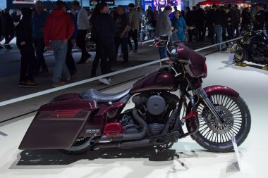 Pasila, Helsinki, Finlandiya - 2.3.2024: Messukeskus Helsinki 'deki MP 24 Motosiklet Fuarında Özel Toplam Afet motosikleti sergileniyor (Fuar ve Kongre Merkezi)).