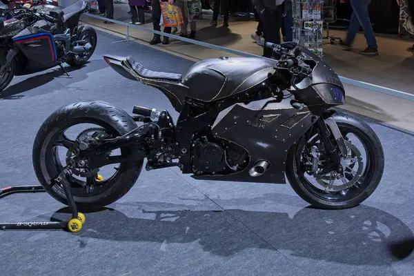 stock image Pasila, Helsinki, Finland - 2.3.2024: Custom Bike Suzuki Hayabusa Turbo motorcycle on display at MP 24 Motorcycle fair at Messukeskus Helsinki (Expo and Convention Centre).