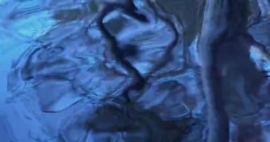 Su yüzeyinde akan dalgaların ağaç yansımalarının soyut yakın plan görüntüsü.