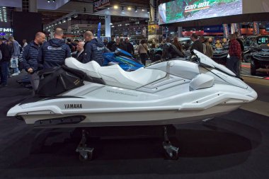 Pasila, Helsinki, Finlandiya 31 Ocak. 2025: Yamaha FX Cruiser SVHO dalgalanmacısı Messukeskus Helsinki 'deki MP 25 Motosiklet Fuarında sergileniyor (Fuar ve Kongre Merkezi).