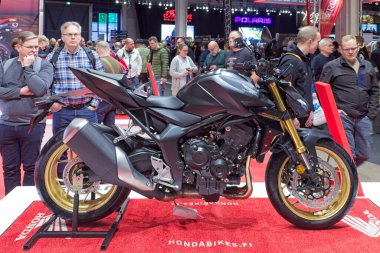 Pasila, Helsinki, Finlandiya 31 Ocak. 2025: Honda CB1000 Hornet SP motosikleti, Messukeskus Helsinki 'deki MP 25 Motosiklet Fuarı' nda sergileniyor (Fuar ve Fuar Merkezi).