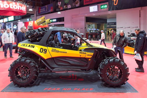 Pasila, Helsinki, Finland  January 31. 2025 : SEGWAY Villain SX10 X ATV on display at MP 25 Motorcycle fair at Messukeskus Helsinki (Expo and Convention Centre).