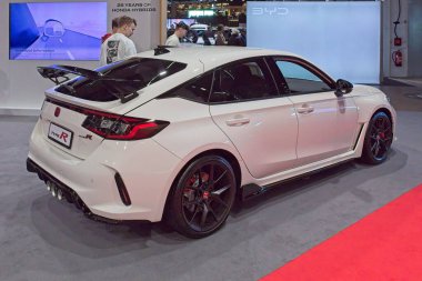 Pasila, Helsinki, Finlandiya 14 Mart. 2025: AUTO 25 'te Honda Civic Type R araç Messukeskus Helsinki' de Mobilite Show.