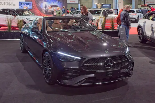 Pasila, Helsinki, Finlandiya 14 Mart. 2025: Mercedes-Benz CLE 200 4Matic A Cabriolet AMG Line car at AUTO 25 and Mobility show at Messukeskus Helsinki.