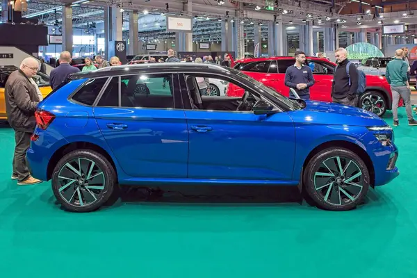 Pasila, Helsinki, Finlandiya 14 Mart. 2025: Skoda Kamig 1.0 TSI 116 Biçim DSG Autom. AUTO 25 ve Messukeskus Helsinki 'de Mobilite Şovu.