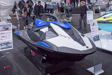 Pasila, Helsinki, Finlandiya 12 Şubat. 2025: Yamaha JetBlaster, Vene 'de (Tekne) 2025' te Messukeskus Helsinki 'de sergileniyor..